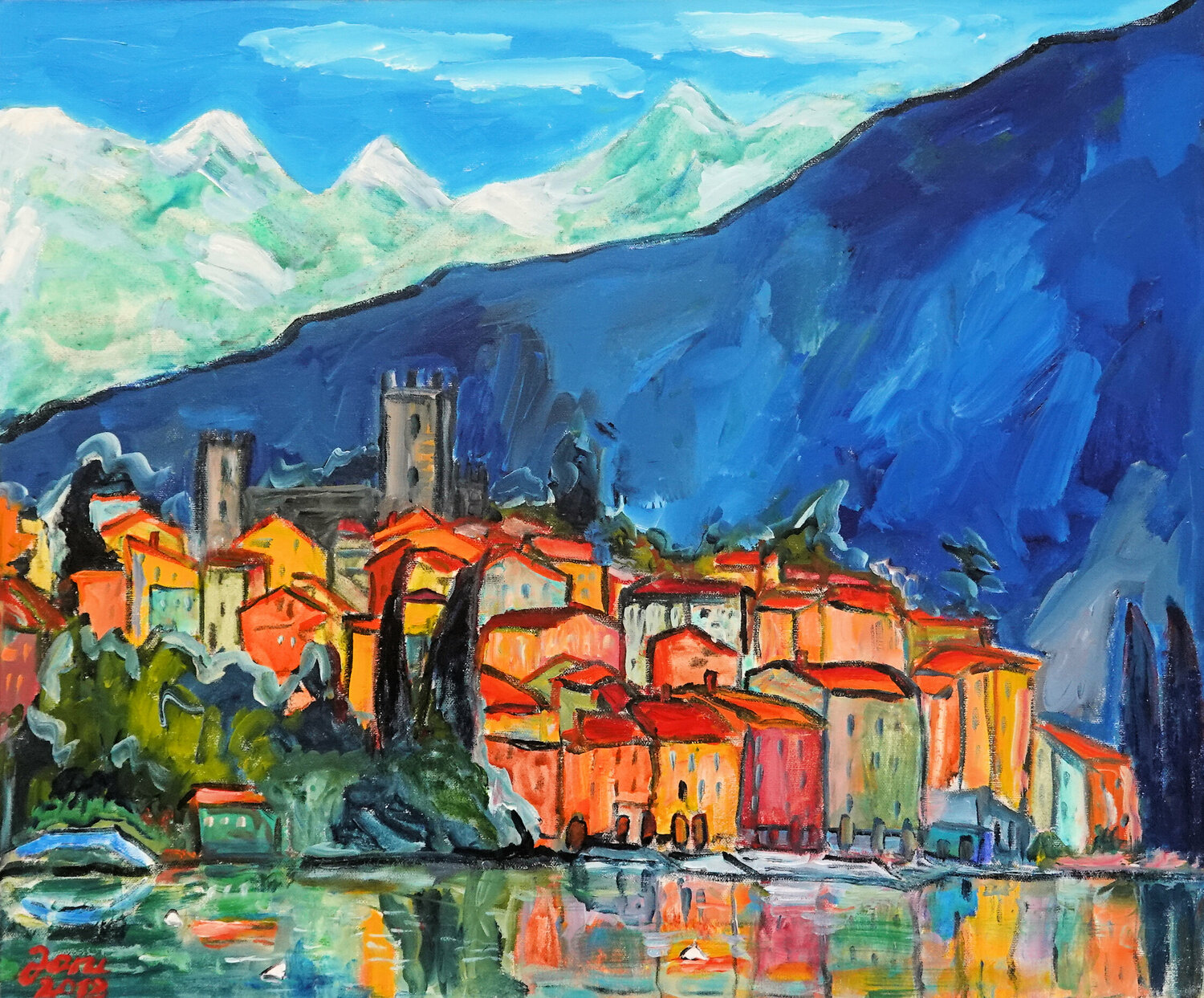 Santa Maria Rezzonico und Castello di Rezzonico, Comer See by JARU