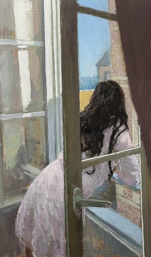 L'hôtel, tôt le matin van James MacKeown, Schilderij te koop op Singulart