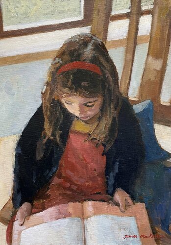 L’enfant est son livre van James MacKeown, Schilderij te koop op Singulart