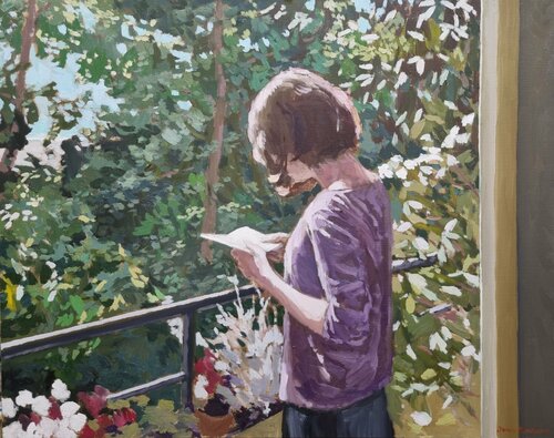 Le Balcon, le petit livre. van James MacKeown, Schilderij te koop op Singulart