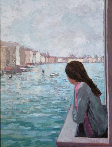 La fille sur le balcon. by James MacKeown, Painting for Sale on Singulart