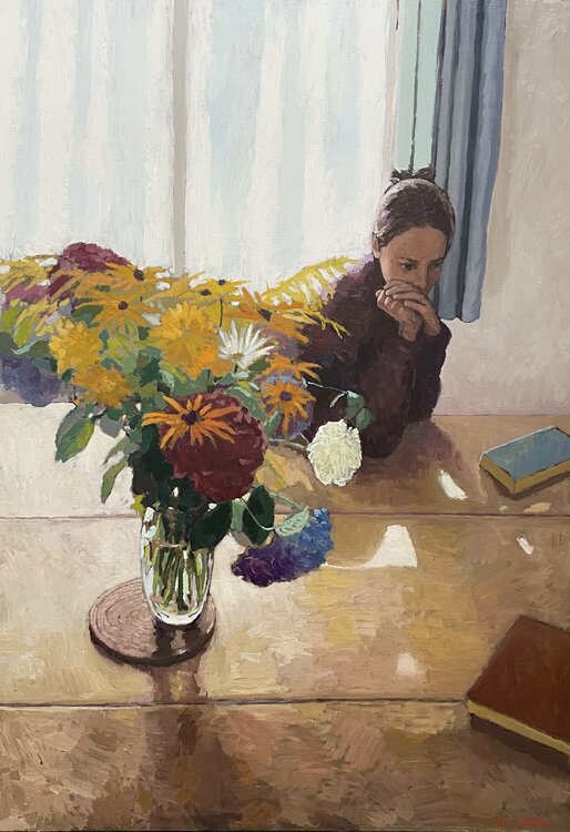 Le bouquet de fleurs et la vieille table. James MacKeown