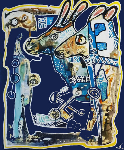 Donkey race line van Julien Hayot, Schilderij te koop op Singulart