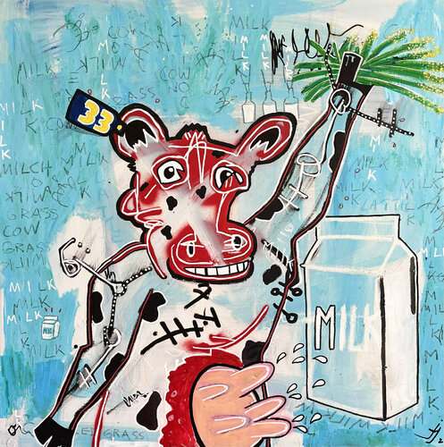Cows need grass van Julien Hayot, Schilderij te koop op Singulart