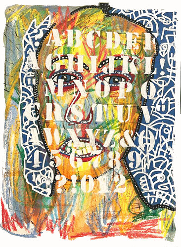 alphabetical face by Julien Hayot, Work on Paper for Sale on Singulart