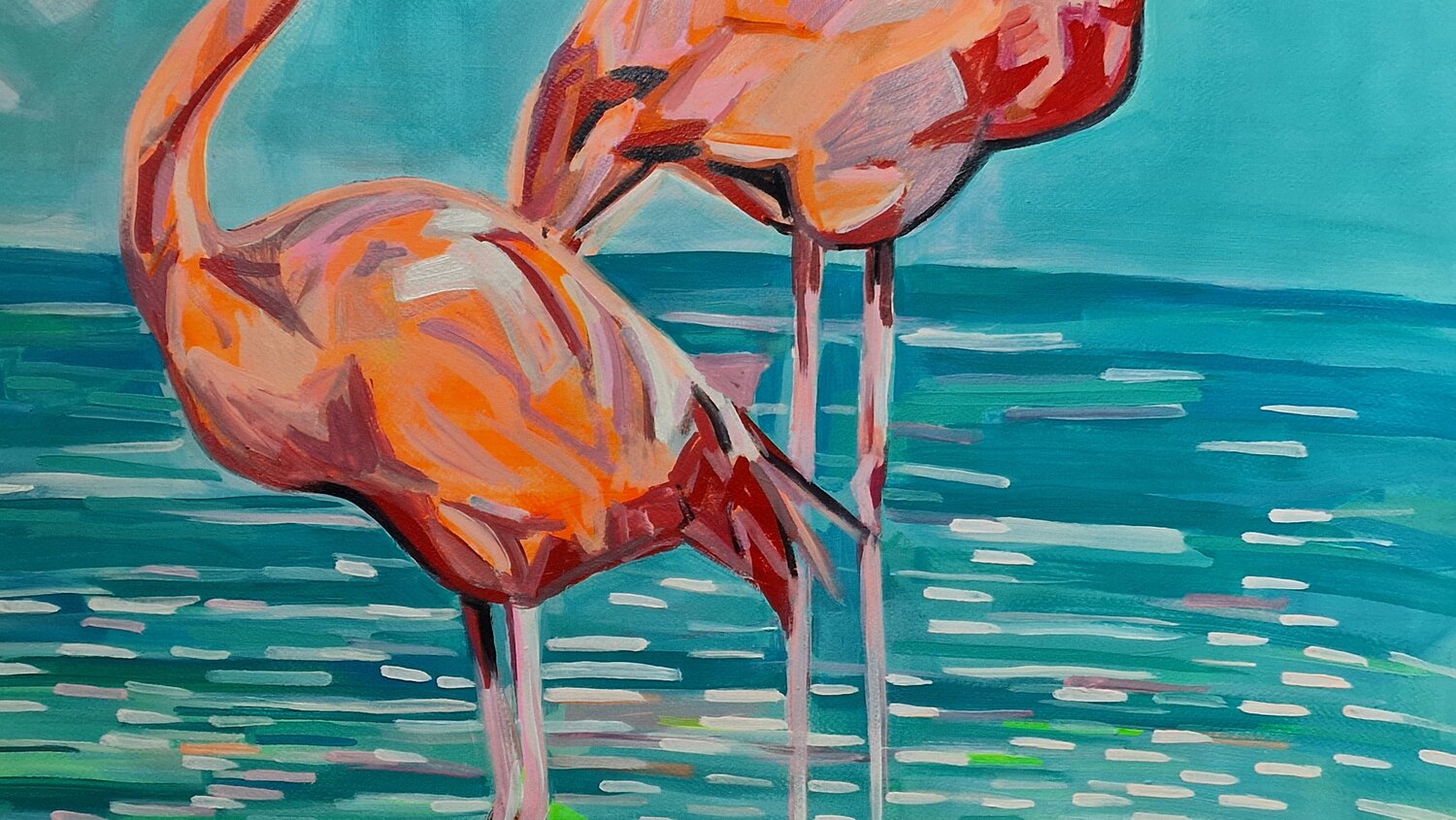 Kare Design | Picture Touched Flamingo Meeting 120x90cm