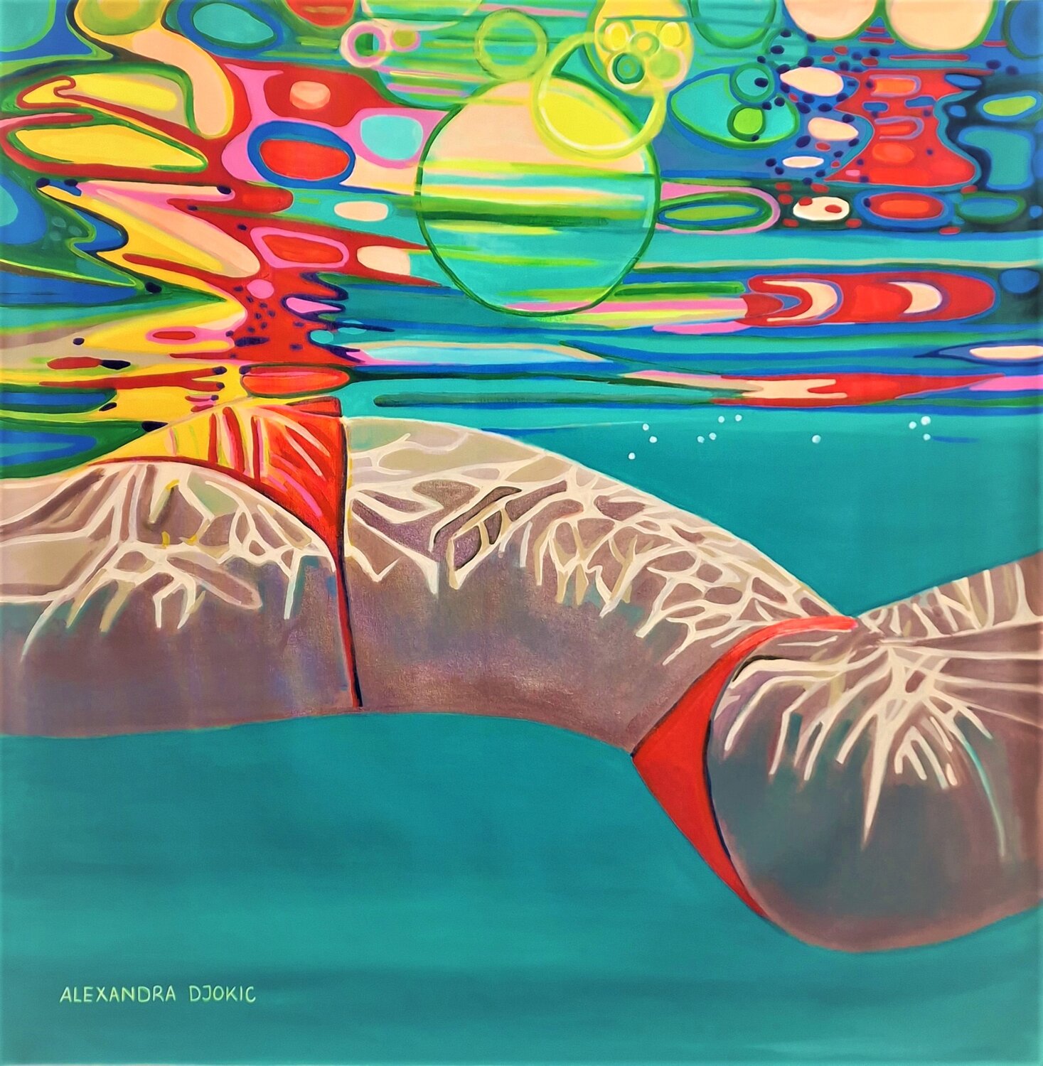 Underwater / 90 x 90 x 5 cm by Alexandra Djokic (2023) Painting Acrylic on Canvas SINGULART