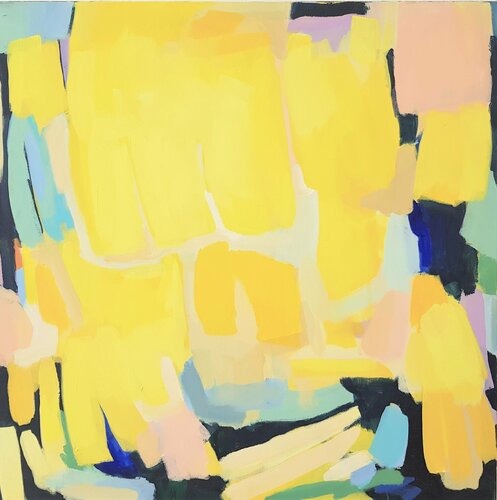 ohne Titel, großes abstraktes Gemälde in Gelb by Diana Krinninger, 회화 for Sale on Singulart