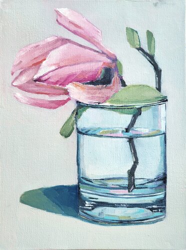 Blüte im Glas, Stillleben van Diana Krinninger, Schilderij te koop op Singulart