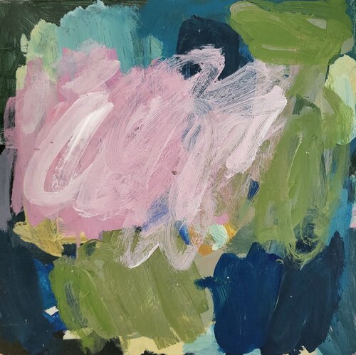 abstraktes kleines Bild in Blau van Diana Krinninger, Schilderij te koop op Singulart