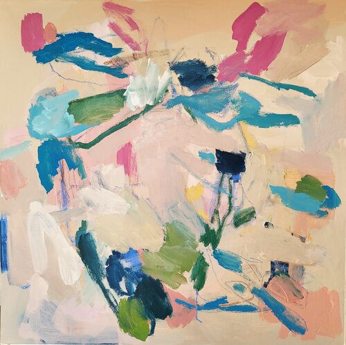 Abstrakte Landschaft in Beige van Diana Krinninger, Schilderij te koop op Singulart