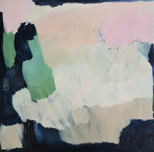 abstrakte Landschaft, gro es abstraktes Ölbild in Pastell van Diana Krinninger, Schilderij te koop op Singulart