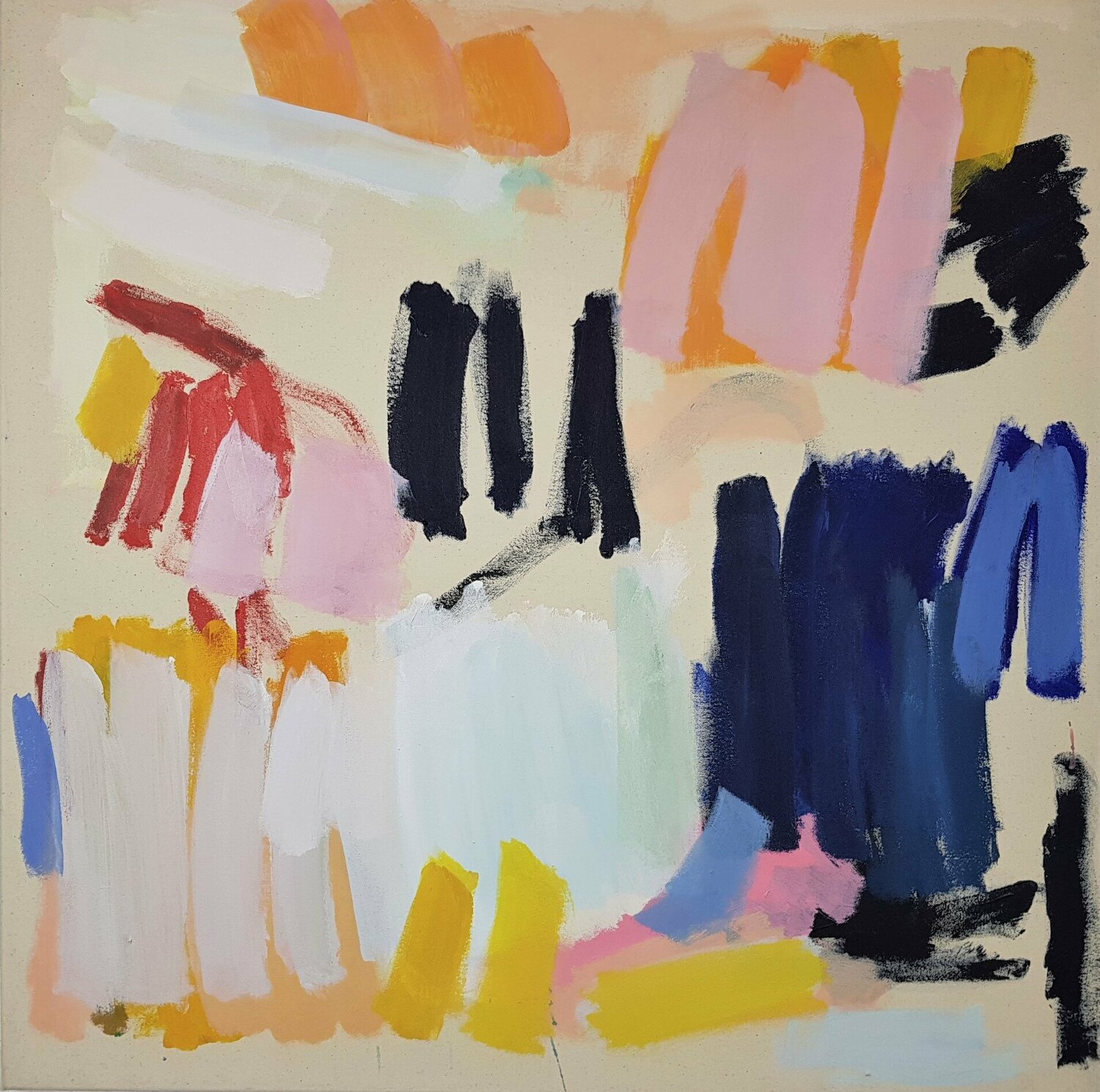 ohne Titel, abstraktes farbiges Gemälde Diana Krinninger Dipinto originale in vendita