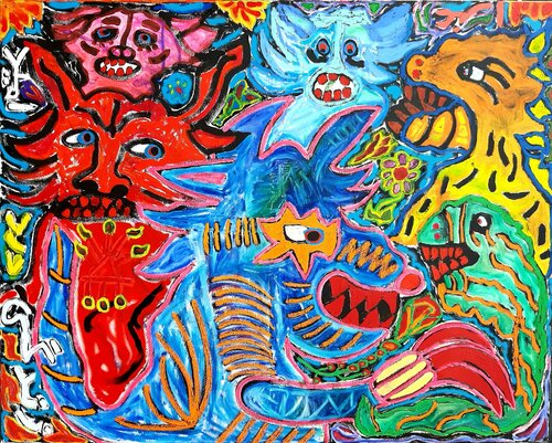 Aufstand der Sickos II van Kaweh Agah, Schilderij te koop op Singulart