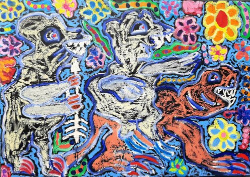 Rebellen marschieren di Kaweh Agah, Pittura in vendita su Singulart