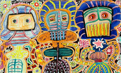 3 hookah men as doormen de Kaweh Agah, Pintura a la venta en Singulart
