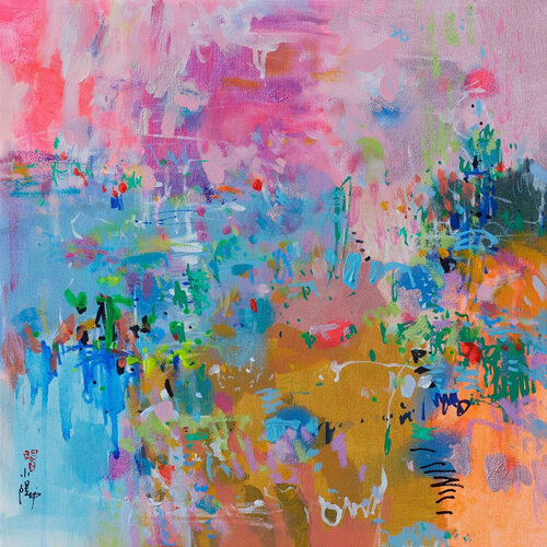 Un village lointain - Impression d'art sur toile van Xiaoyang Galas, Afdruk te koop op Singulart