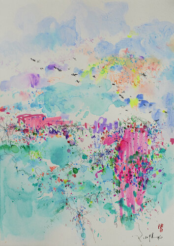 Singing birds - Impression d'art von Xiaoyang Galas, Digital kaufen auf Singulart