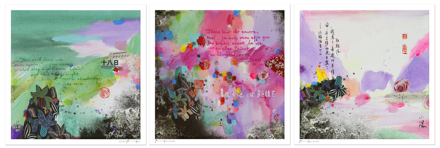 La vie est belle - Tryptique - Impression d'art Xiaoyang Galas