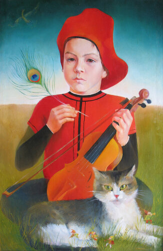Portrait of Son Vladimir in Italian Costume par Lana Korolievskaia, Peinture en vente sur Singulart