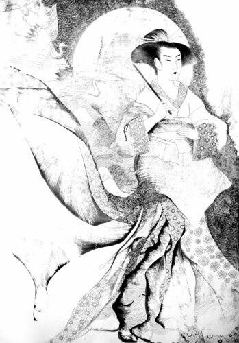 A girl with an umbrella von Lana Korolievskaia, Zeichnungen kaufen auf Singulart