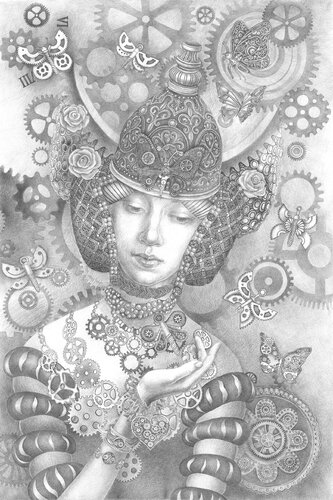 Girl with butterflies par Lana Korolievskaia, Dessin en vente sur Singulart