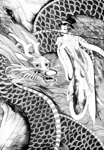 Girl and dragon von Lana Korolievskaia, Zeichnungen kaufen auf Singulart