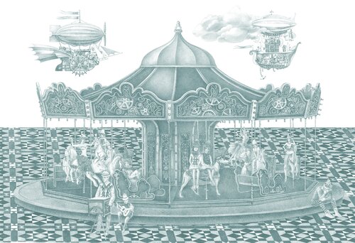 Carousel of a charming town by Lana Korolievskaia, 소묘 for Sale on Singulart