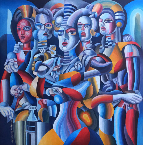 Oldschool party people van Lana Korolievskaia, Schilderij te koop op Singulart