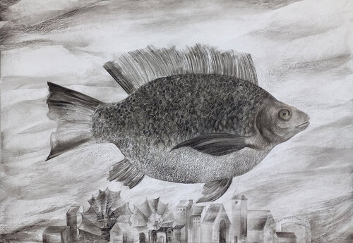 Transcendental Path of the Airy Fish di Lana Korolievskaia, Disegno in vendita su Singulart