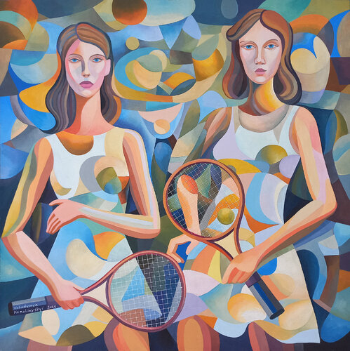 Rackets, not rockets (Make sport, not war) di Lana Korolievskaia, Pittura in vendita su Singulart