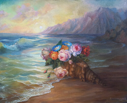 Morning. Sea and flowers von Lana Korolievskaia, Malerei kaufen auf Singulart