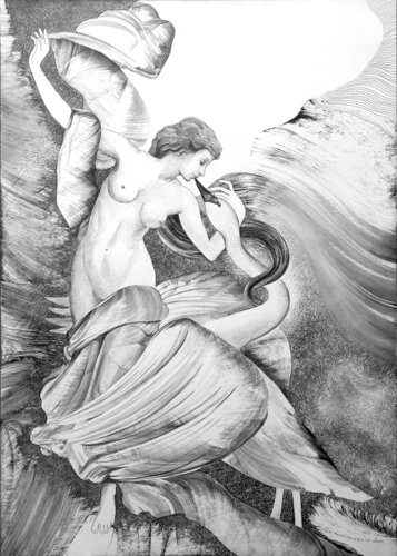 Leda and Swan par Lana Korolievskaia, Dessin en vente sur Singulart