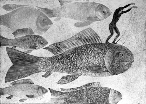 Fish tamer par Lana Korolievskaia, Dessin en vente sur Singulart