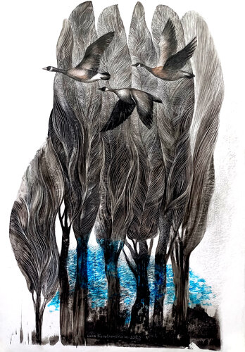 Ducks are flying di Lana Korolievskaia, Disegno in vendita su Singulart