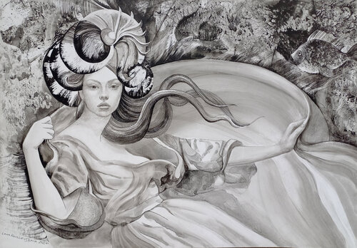 Melody of the ocean soul by Lana Korolievskaia, 소묘 for Sale on Singulart