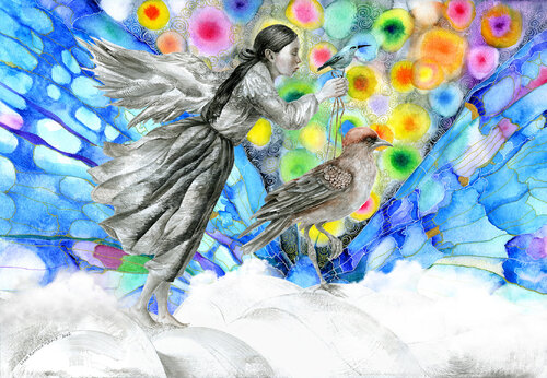 Lessons of butterfly heaven and cloudy earth by Lana Korolievskaia, Print for Sale on Singulart