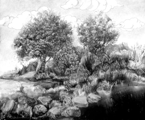 Quiet backwater von Lana Korolievskaia, Zeichnungen kaufen auf Singulart