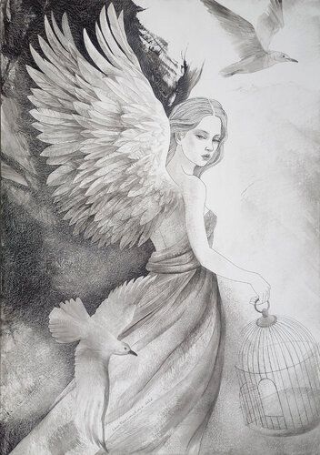 The Empty Cage par Lana Korolievskaia, Dessin en vente sur Singulart