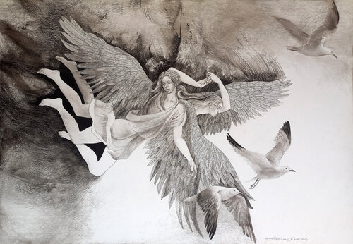 Touching With Wings de Lana Korolievskaia, Dibujo a la venta en Singulart