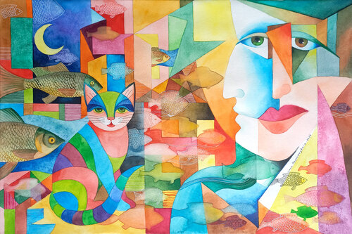 Cat Dreams par Lana Korolievskaia, Peinture en vente sur Singulart
