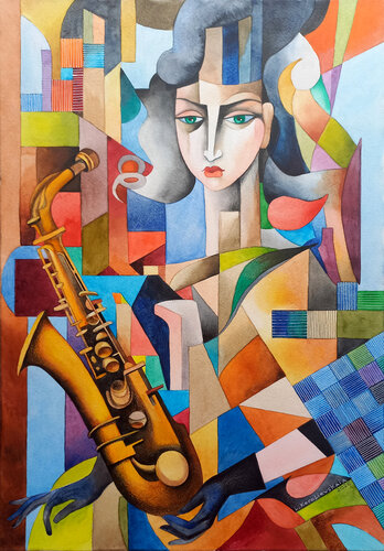 Saxophonist di Lana Korolievskaia, Pittura in vendita su Singulart