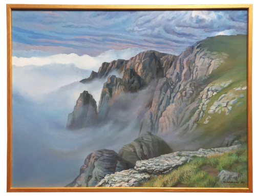 Dawn in the mountains par Lana Korolievskaia, Peinture en vente sur Singulart