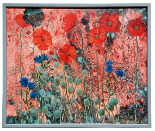Red poppies van Lana Korolievskaia, Schilderij te koop op Singulart
