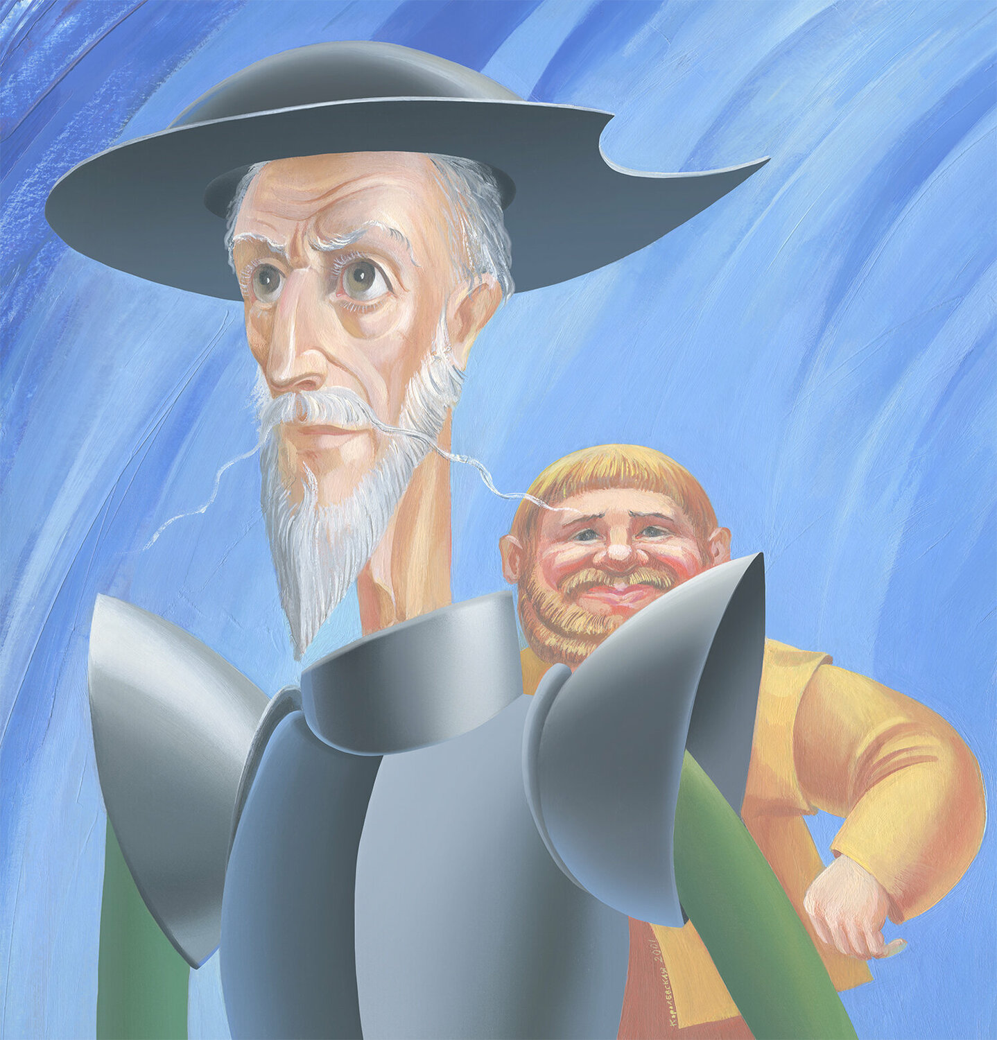 Don Quixote and Sancho Panza Lana Korolievskaia Druck zu verkaufen