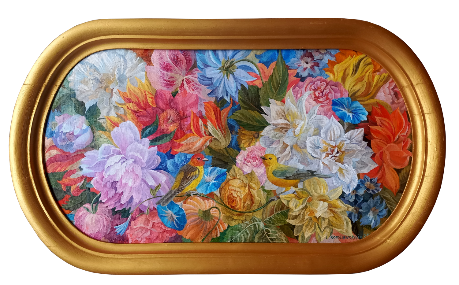 Flowers and birds Lana Korolievskaia Originalgemälde zu verkaufen