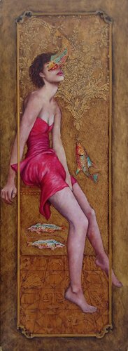 LA DONNA DEI PESCI van Antonio Presti, Schilderij te koop op Singulart