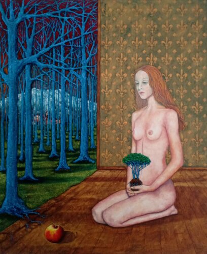 RAGAZZA CON BONSAI von Antonio Presti, Malerei kaufen auf Singulart