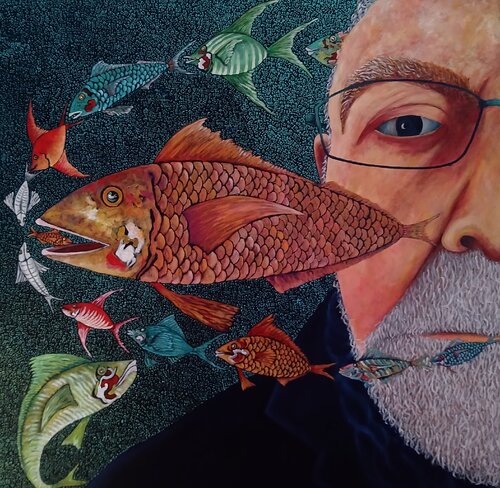 A  PESCI IN FACCIA van Antonio Presti, Schilderij te koop op Singulart