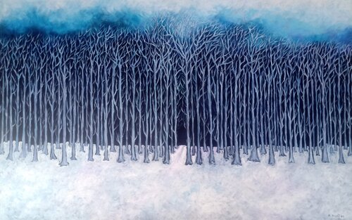 Blue gray forest di Antonio Presti, Pittura in vendita su Singulart